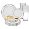 Smarty Had A Party White with Gold Vintage Rim Round Disposable Plastic Wedding Value Set, 720PK 860GVS120 - alternate 1